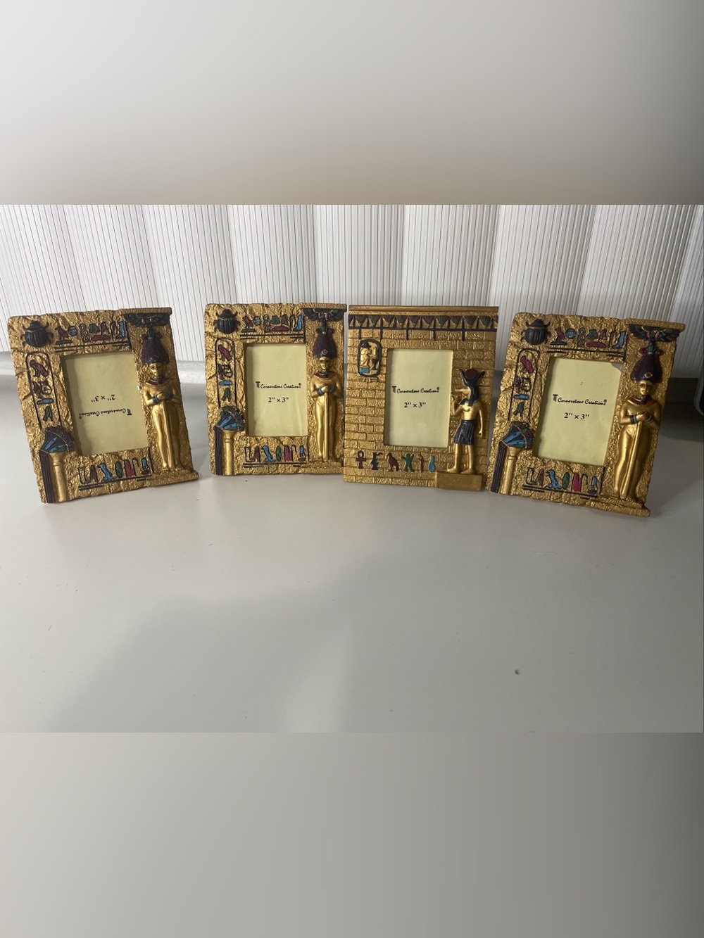 Lot Of 4 Ancient Egypt  Picture Frames 2”x3” Connection Creations Y2K Gold Color